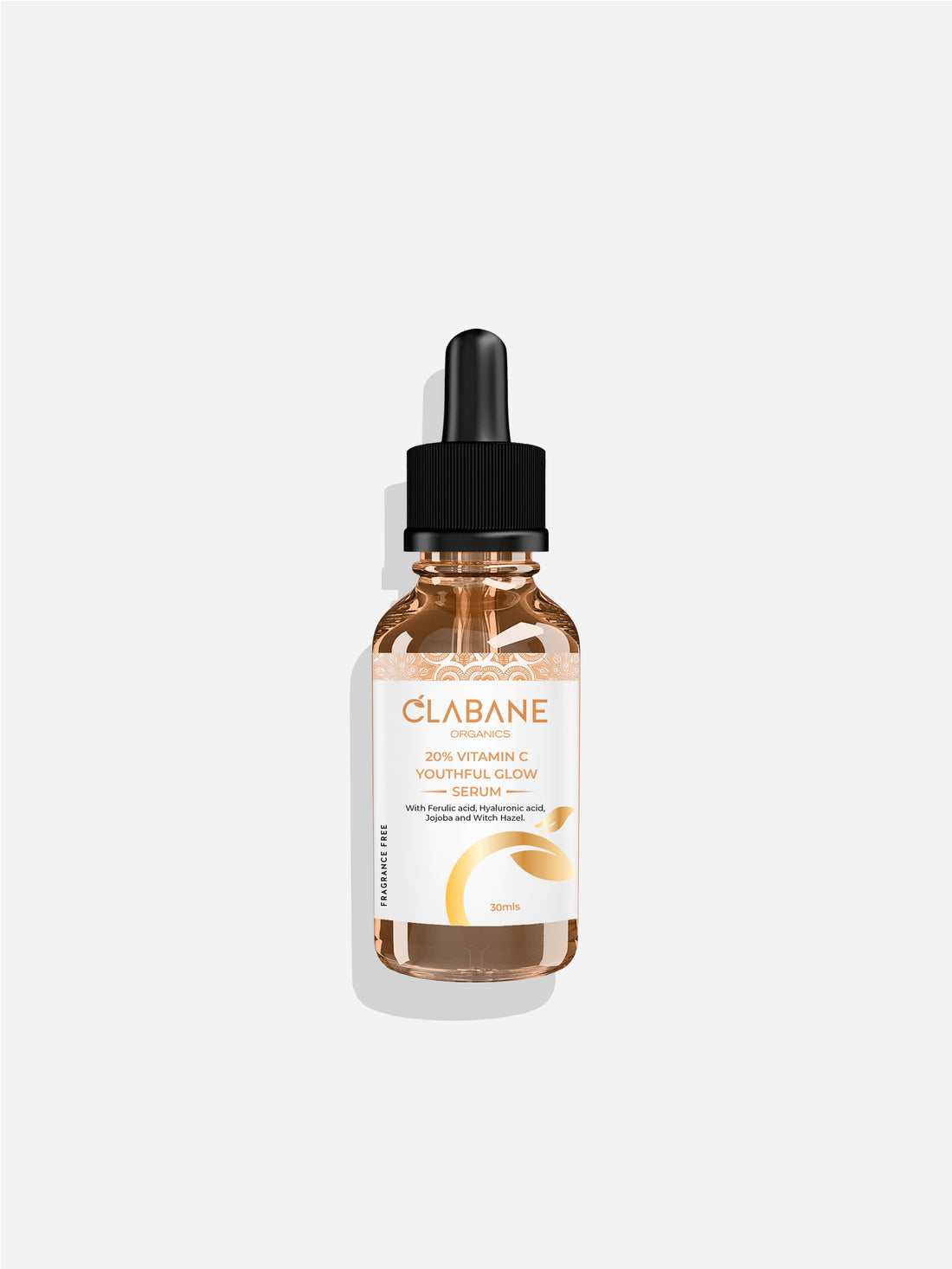 Clabane Organics Vitamin C Youthful Glow Serum with Ferulic acid, Hyaluronic acid, Jojoba and Witch Hazel