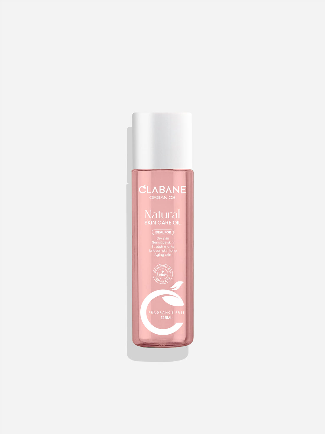 Clabane natural skincare oil bottle on a plain background