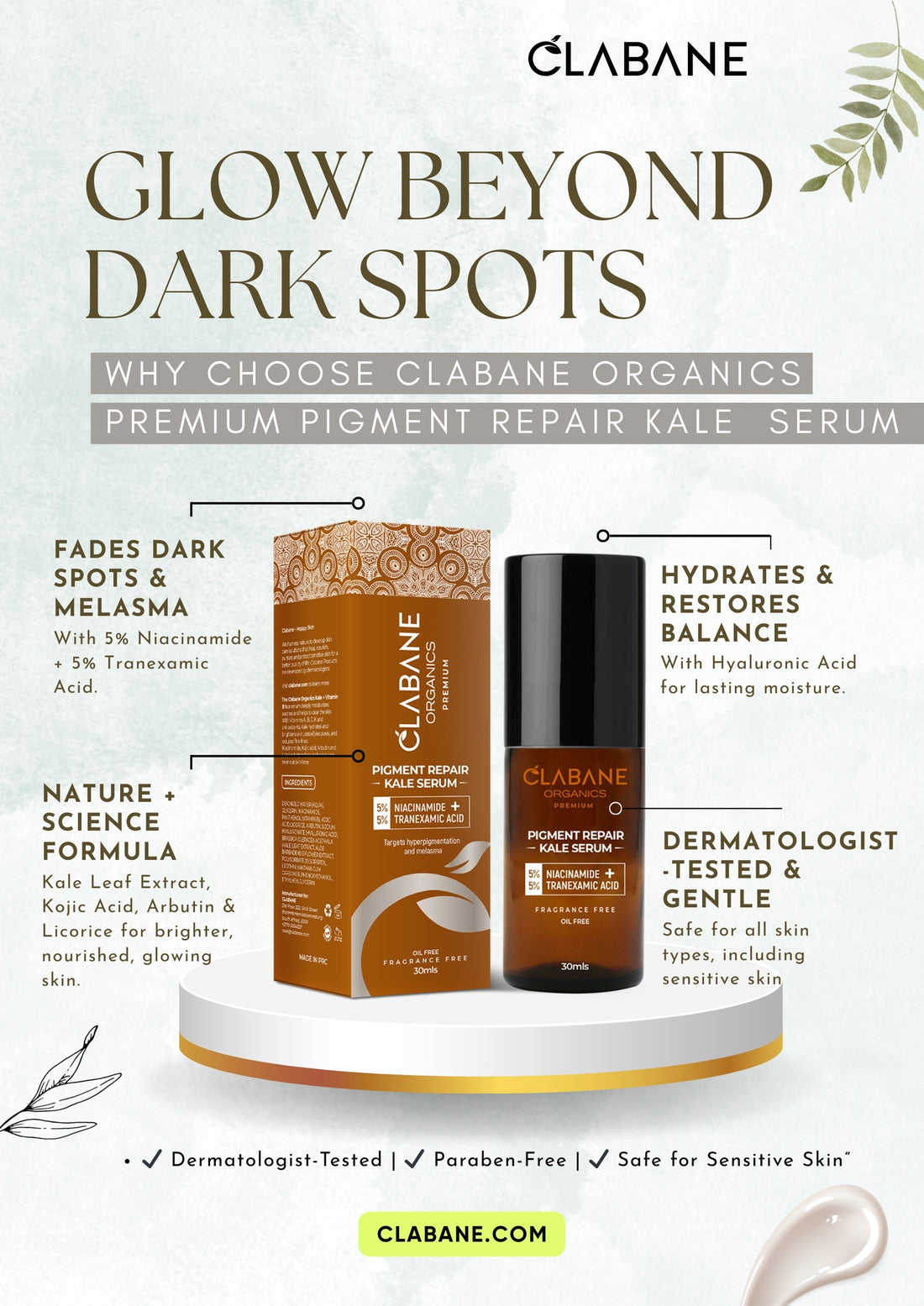 Clabane Organics Premium Pigment Repair Kale Serum