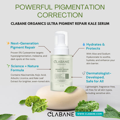 Clabane Organics Ultra Pigment Repair Kale Serum Powerful Pigmentation Correction with 5% Cysteamine