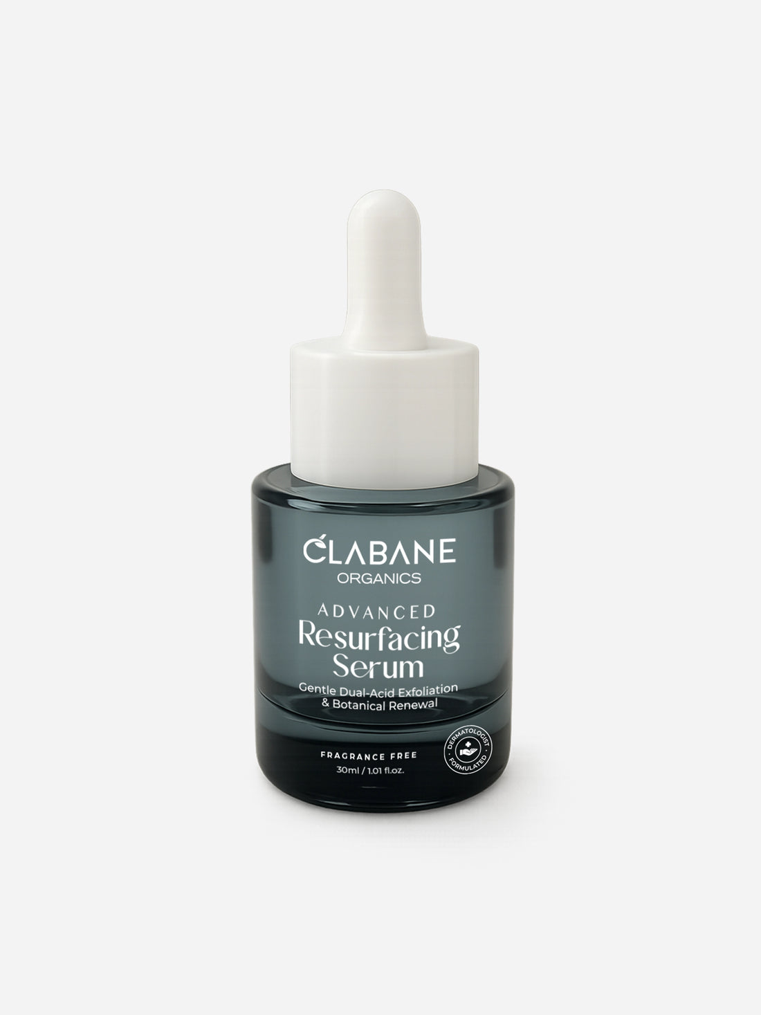 Clabane Organics Advanced Resurfacing Serum bottle with dropper on a plain background