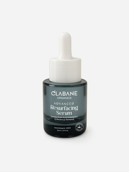 Clabane Organics Advanced Resurfacing Serum bottle with dropper on a plain background