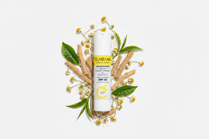 Clabana skincare product with natural elements on a white background